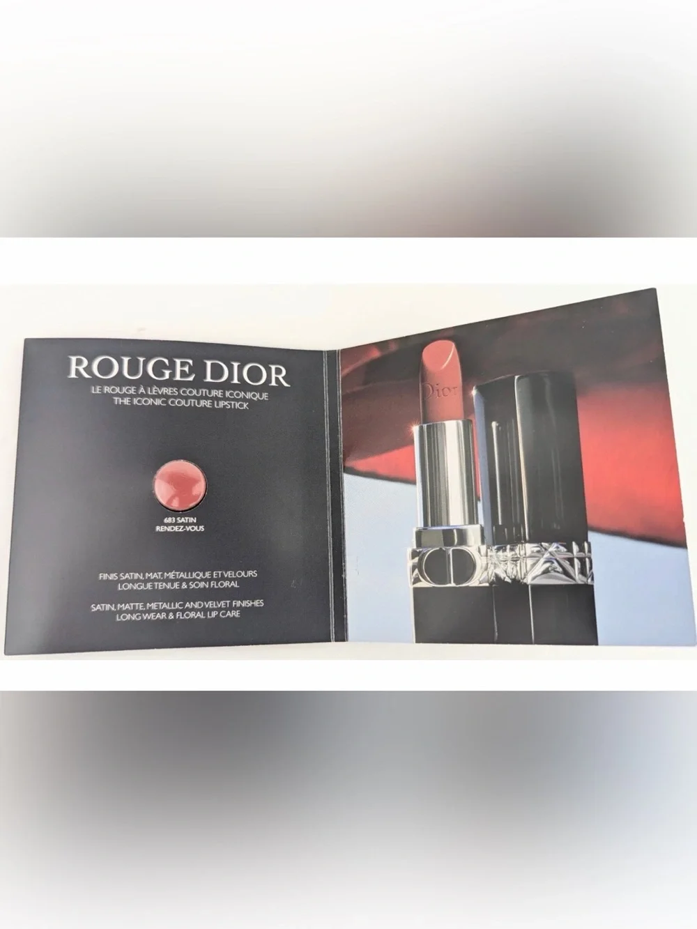 Rouge Dior Forever Lipstick Sample Card x4 Nude (100,200,300,400) & 683 Satin